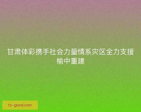 甘肃体彩携手社会力量情系灾区全力支援榆中重建